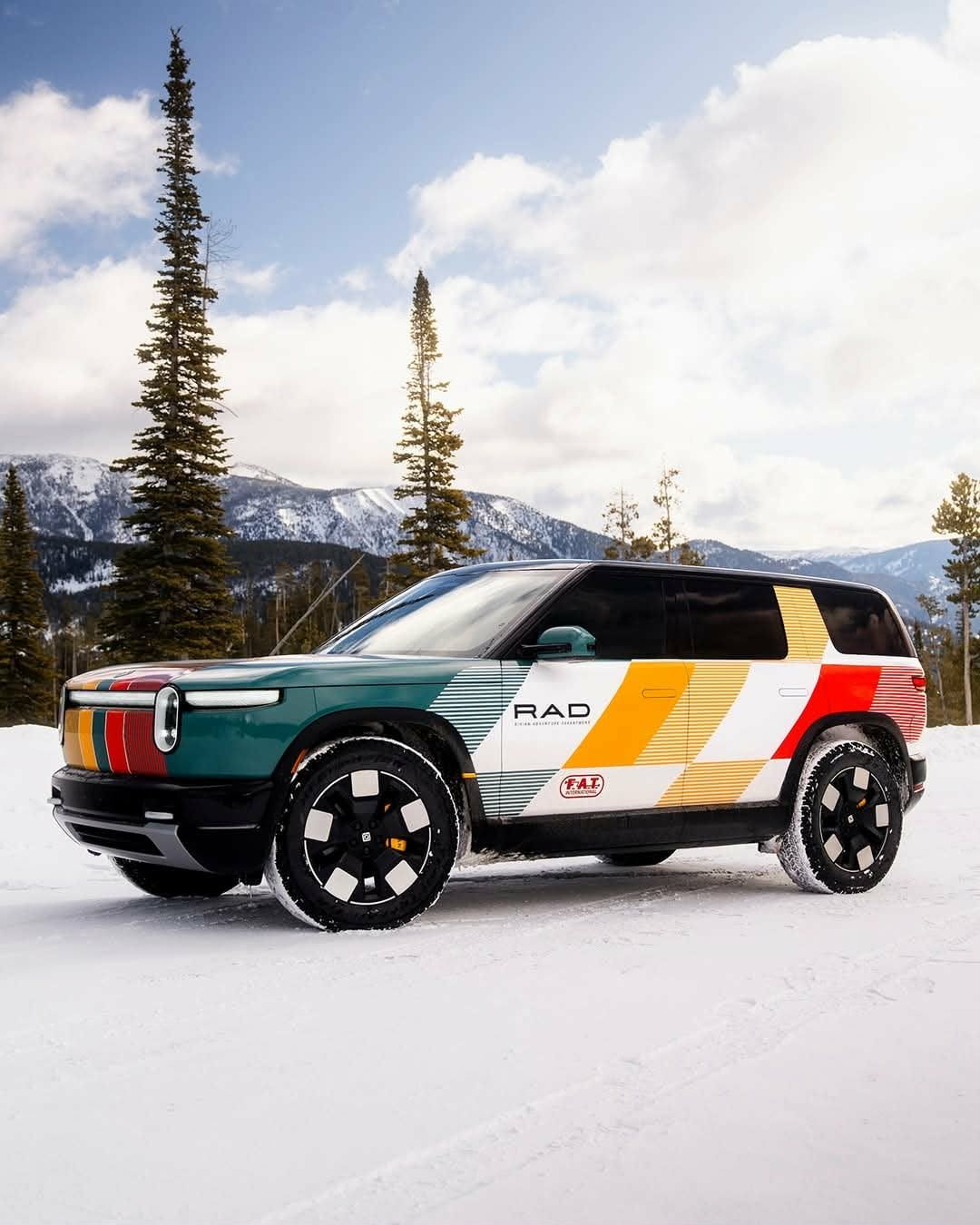 Wrapped Rivian R1S electric vehicle
